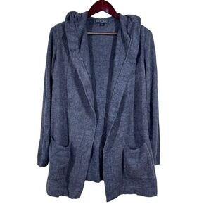 Barefoot Dreams Cozychic Lite Resort Cardi Womens L Navy Hooded Long Cardigan